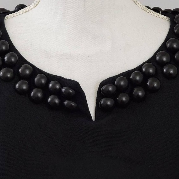 Talbots beaded black dress size 12W plus size silk blend fully lined old money - Picture 3 of 11